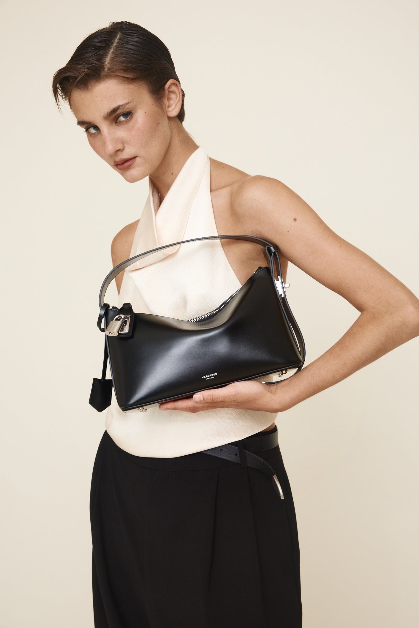 Silver Black Hobo Bag