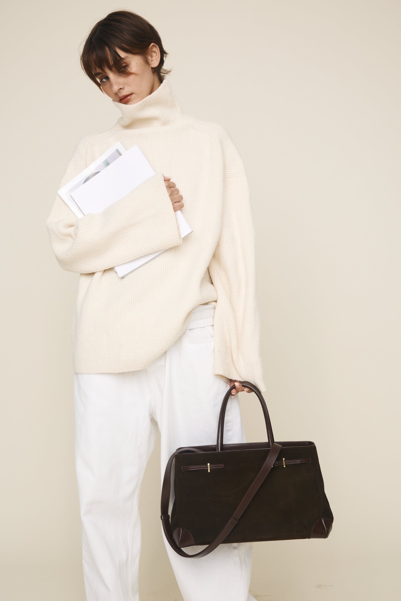 Espresso Suede Book Tote Bag 33 (Pre-Order Only)