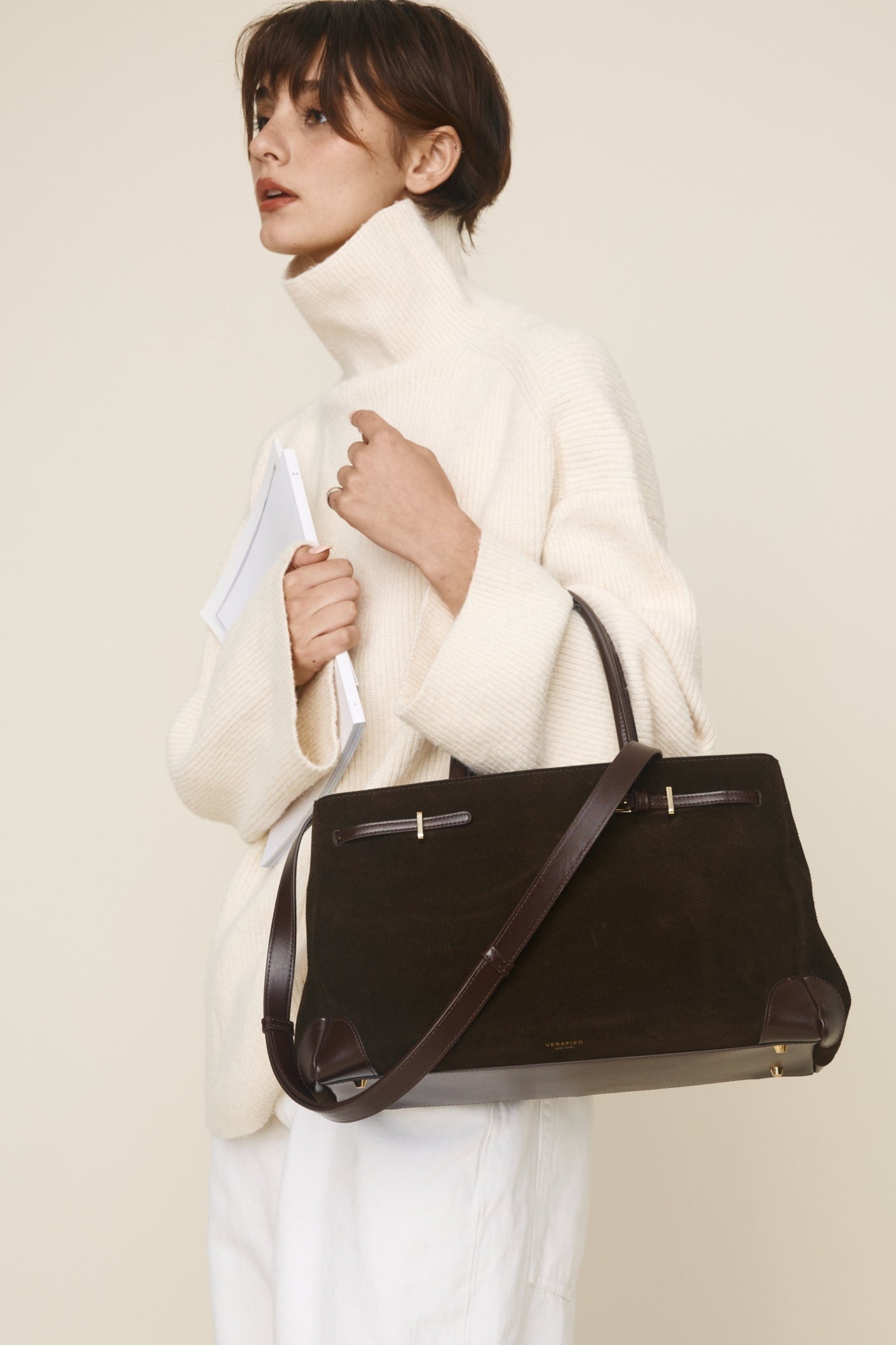 Espresso Suede Book Tote Bag 33 (Pre-Order Only)