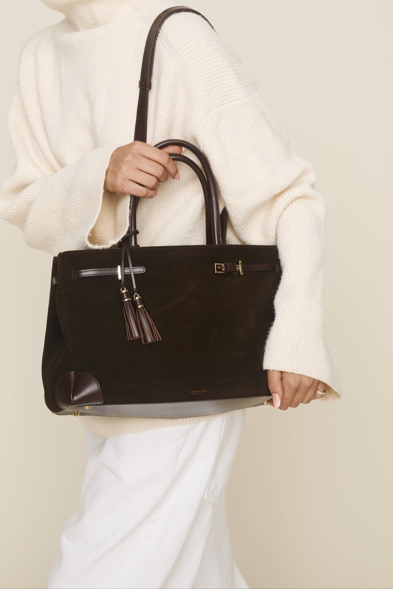 Espresso Suede Book Tote Bag 33 (Pre-Order Only)