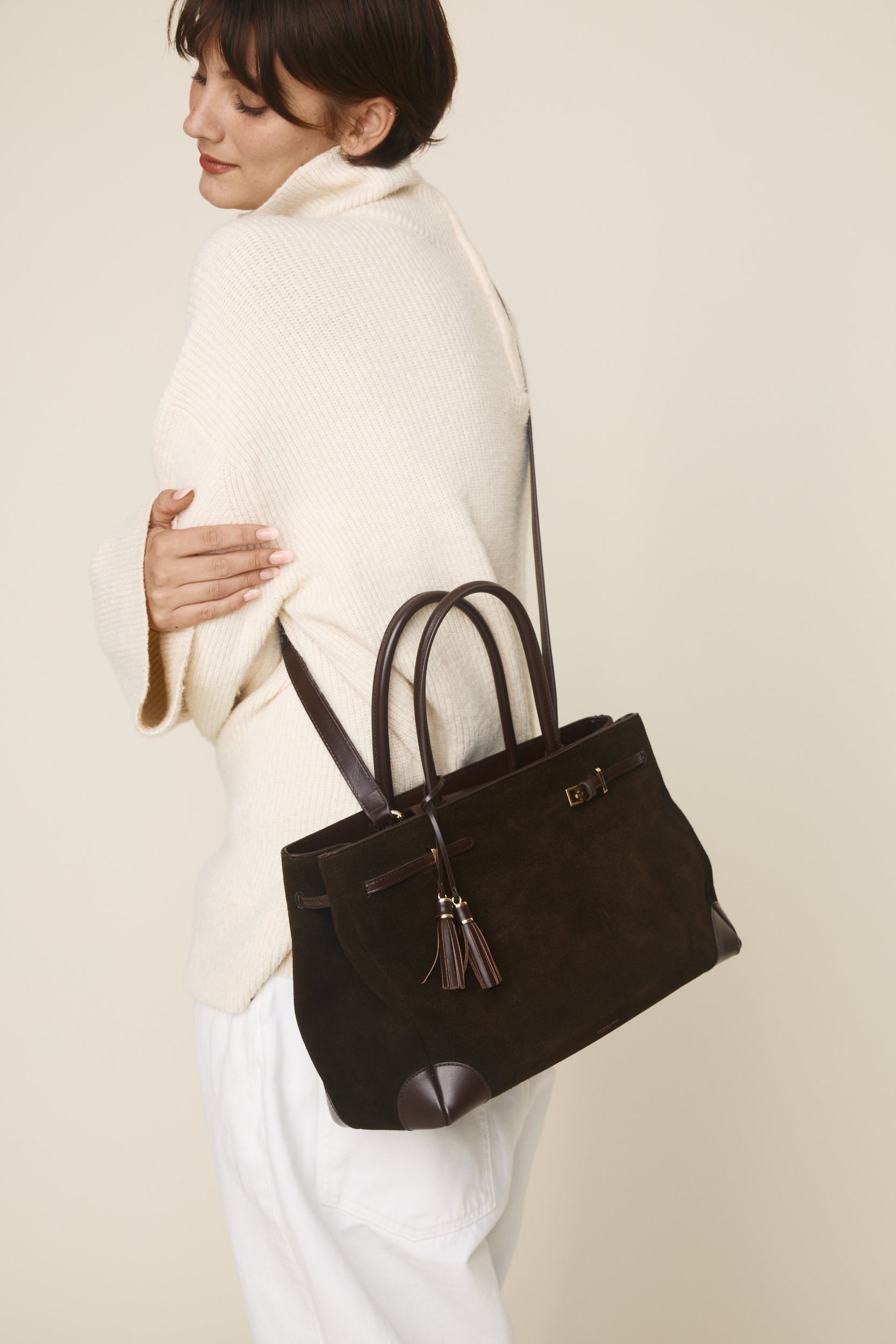 Espresso Suede Book Tote Bag 33 (Pre-Order Only)