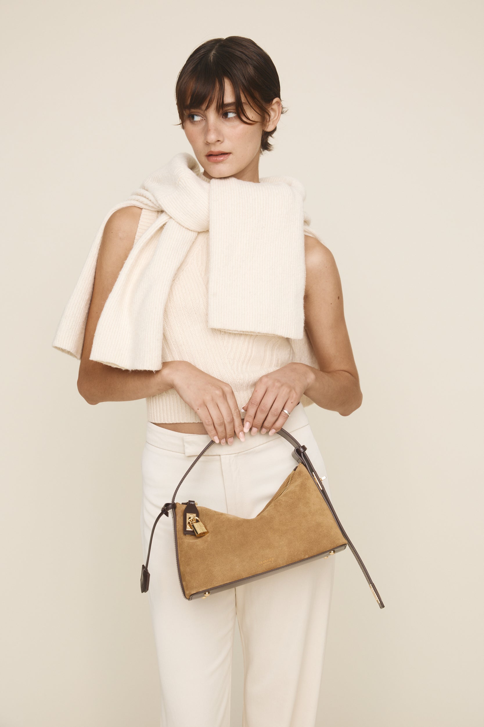 Gold Suede Hobo Bag