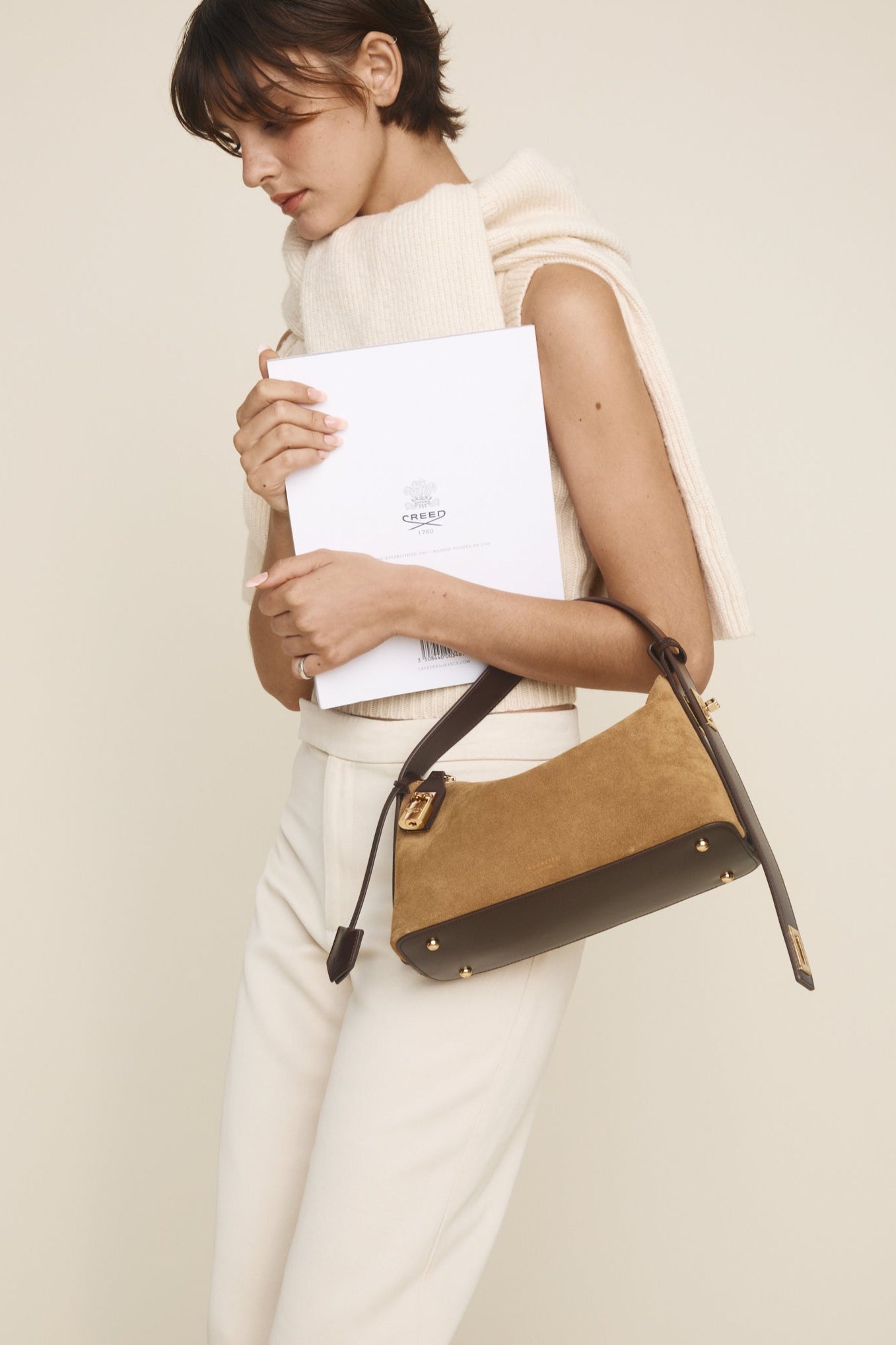 Gold Suede Hobo Bag