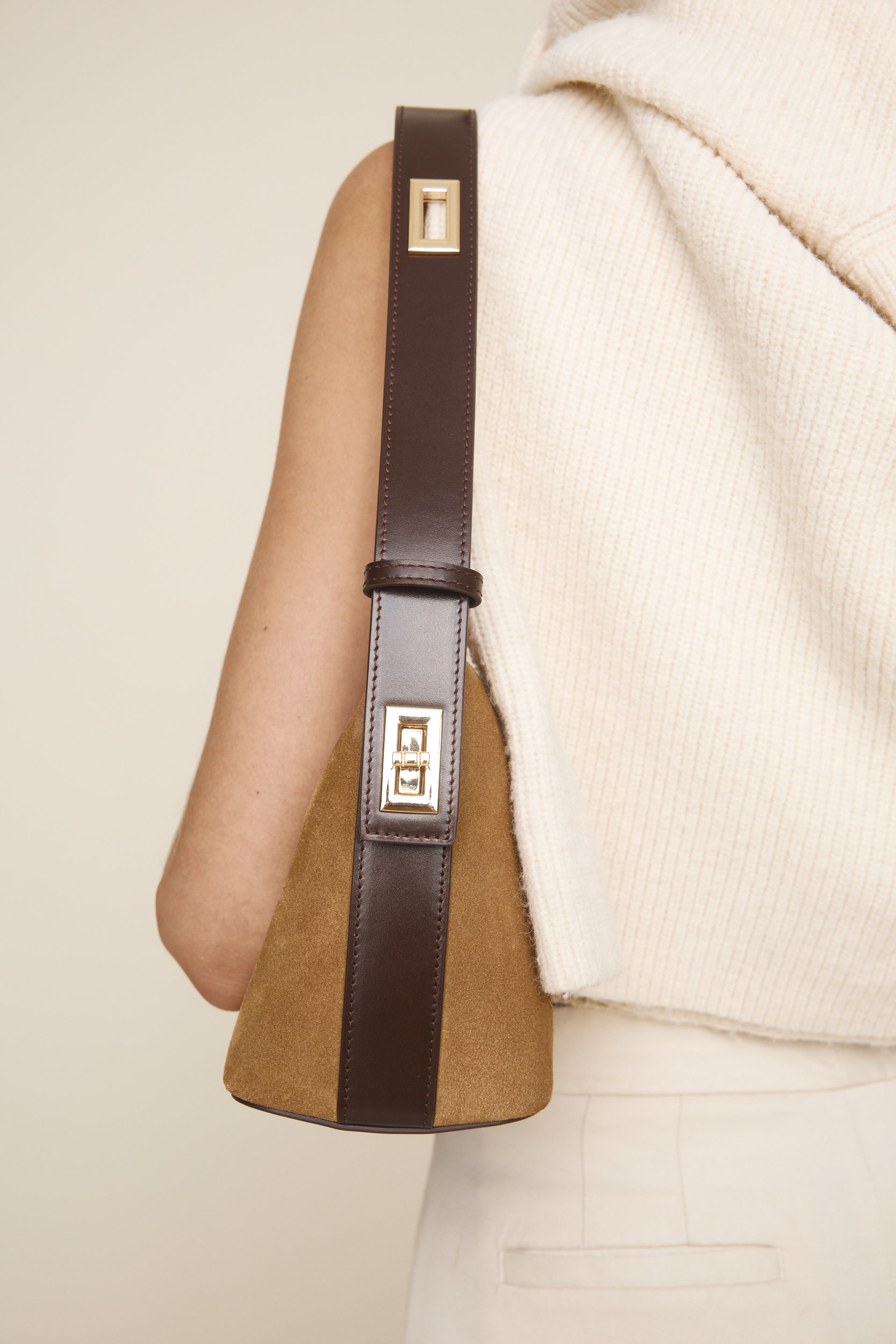 Gold Suede Hobo Bag