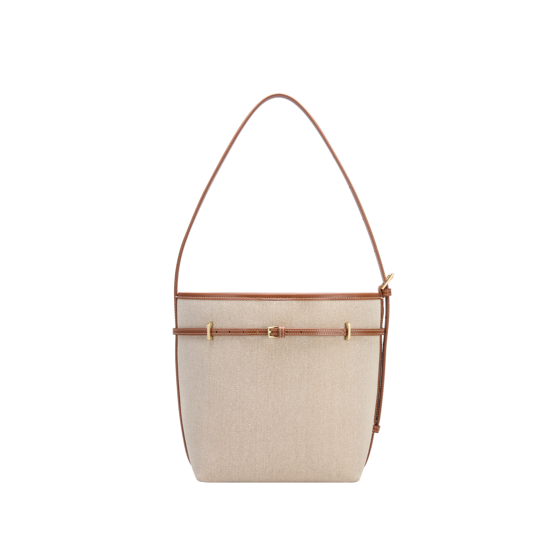Small Caramel Canvas Belted Tote Bag