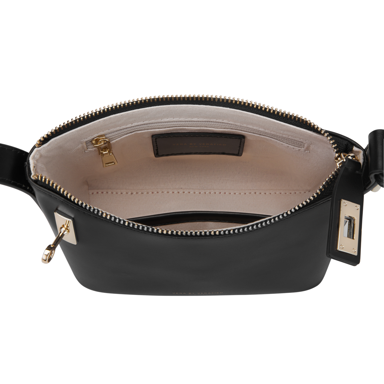 Mini Gold Black Hobo Shoulder Bag inside