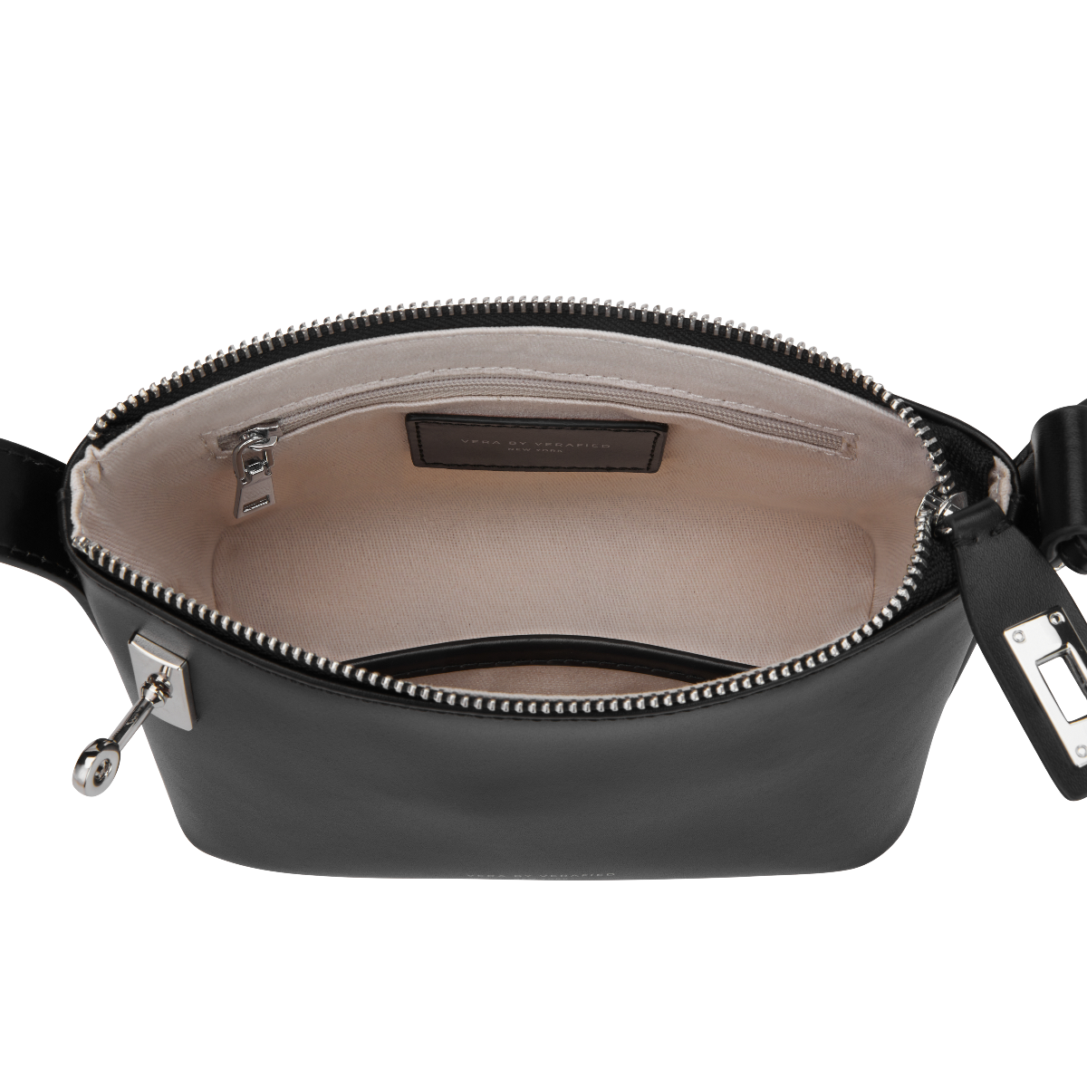 Mini Silver Black Hobo Shoulder Handbag inside