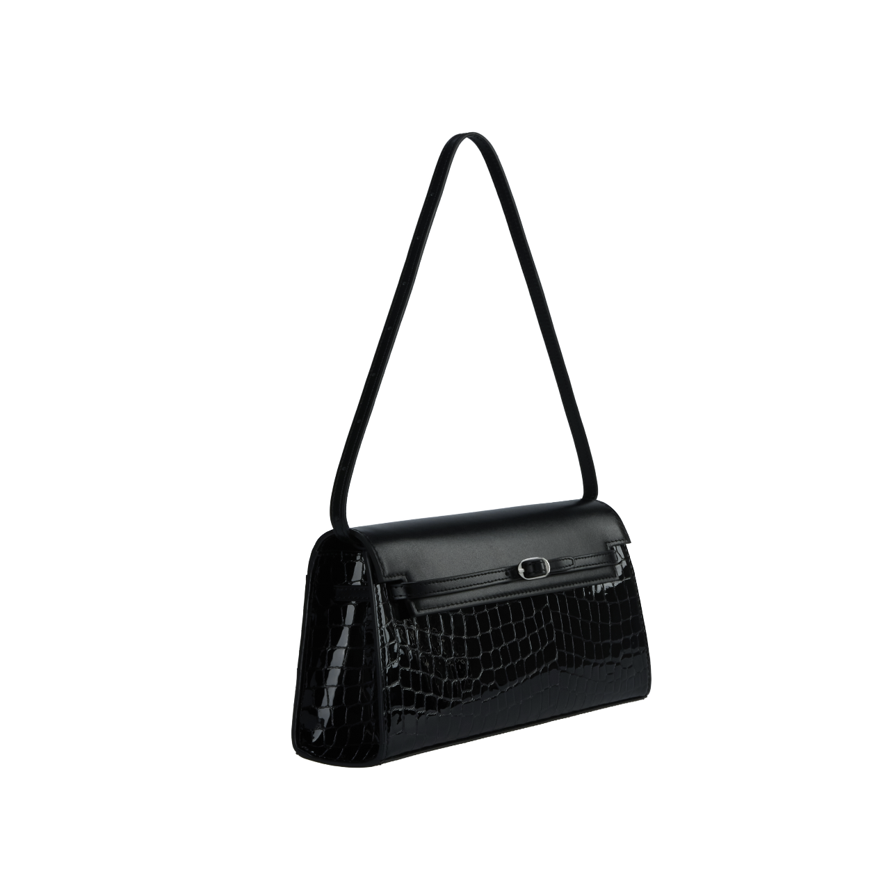 Black Croc Shoulder Bag