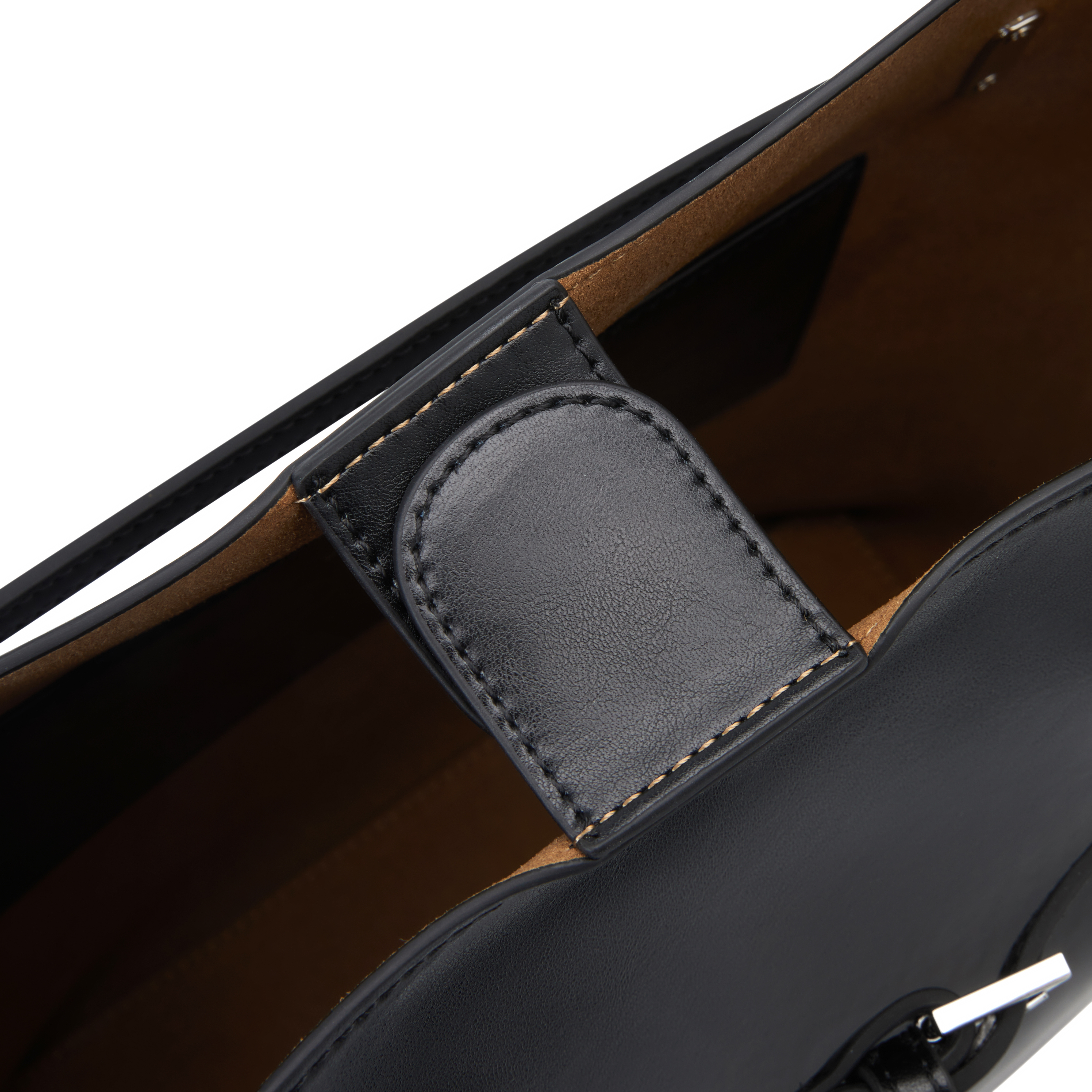 Black Belted Leather Tote Bag