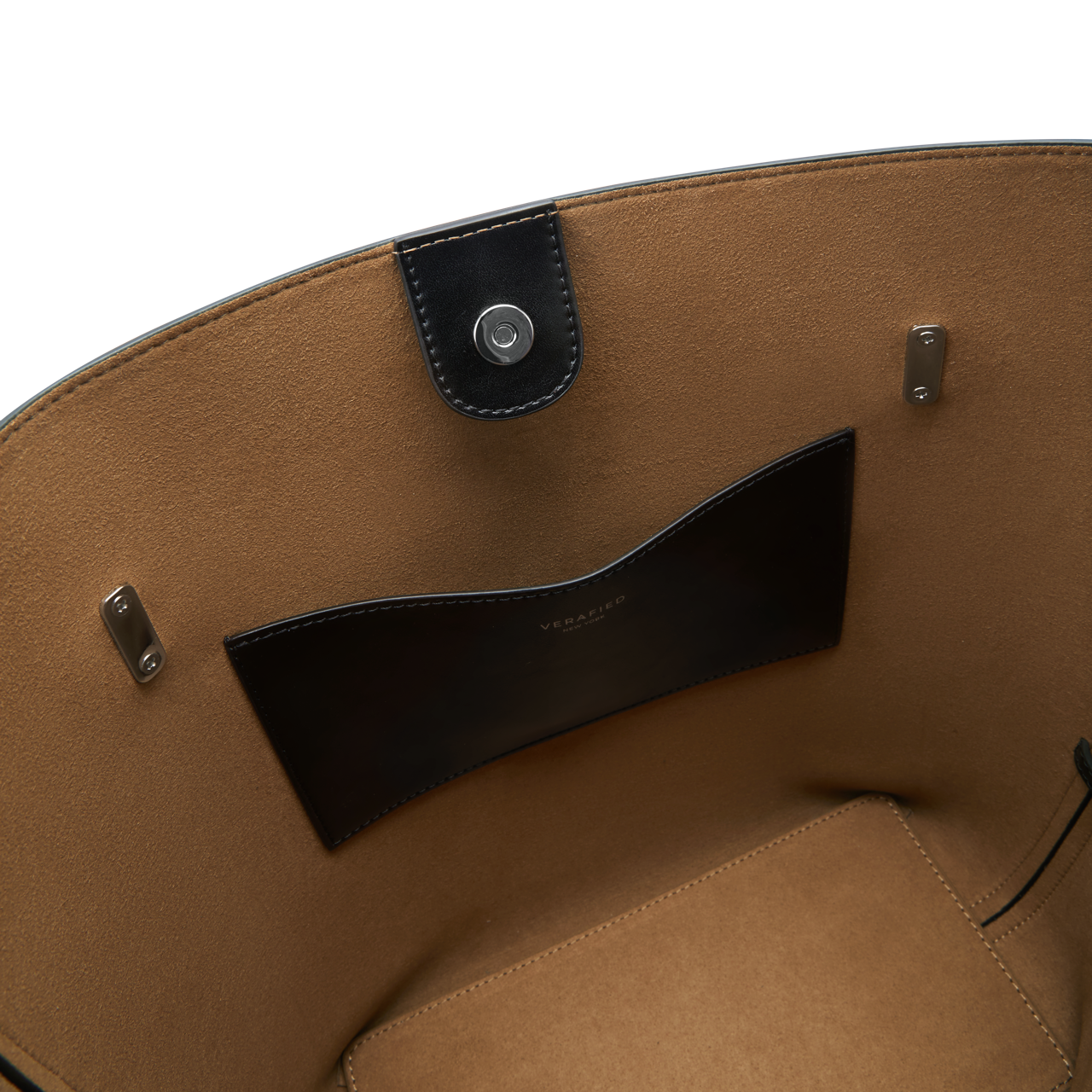 Black Belted Leather Tote Bag