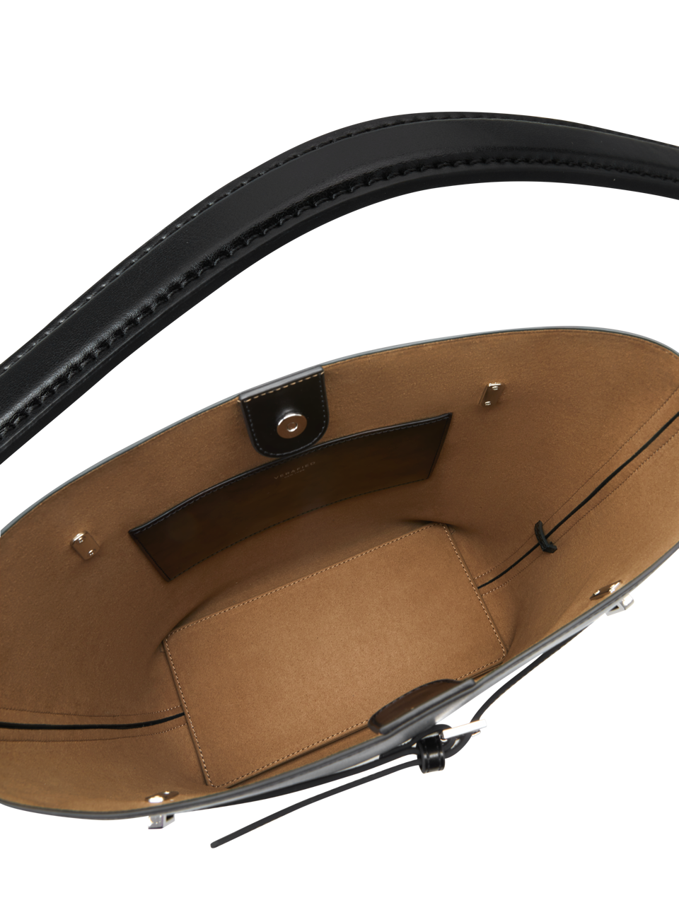 Black Belted Leather Tote Bag