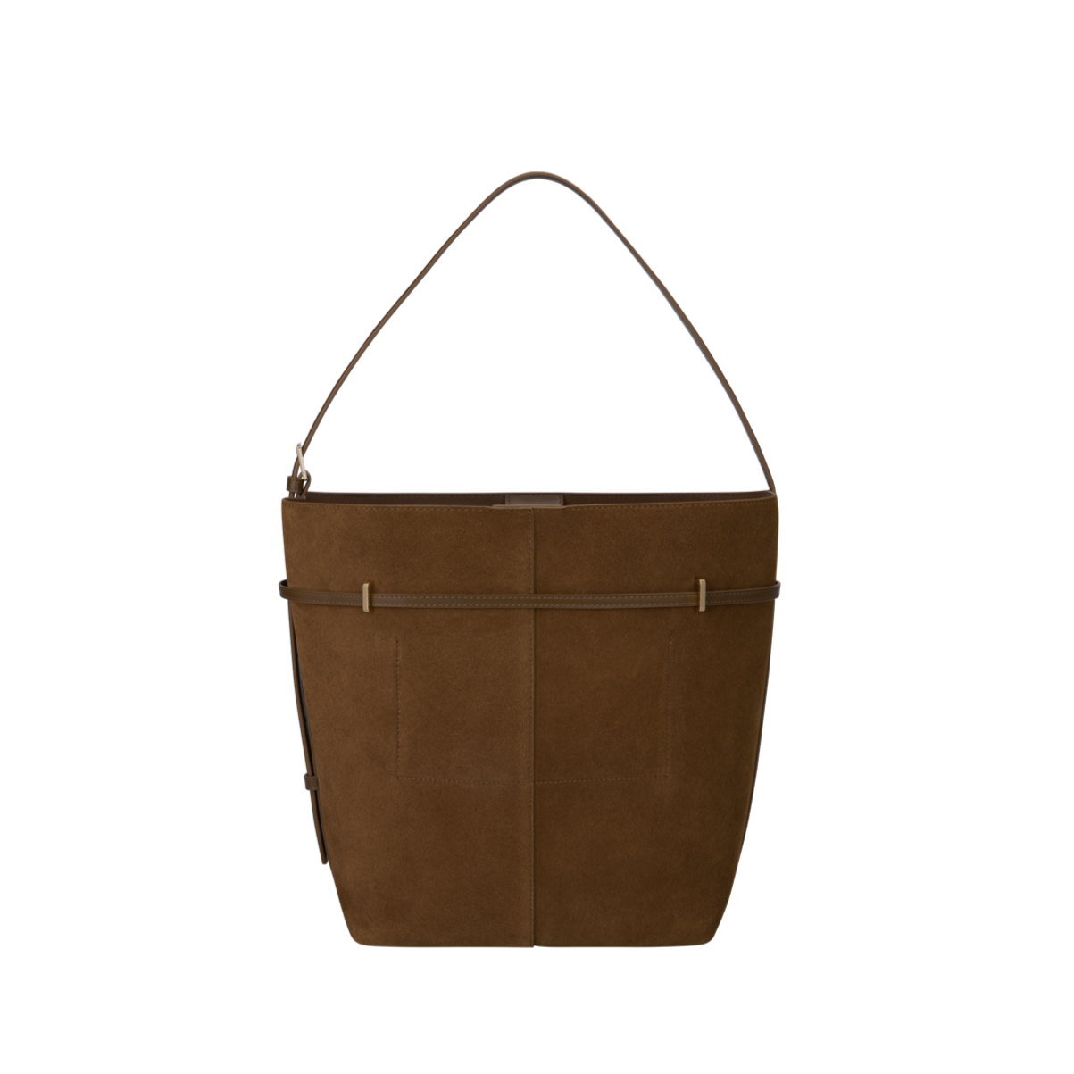 Toffee Suede Belted Tote Bag