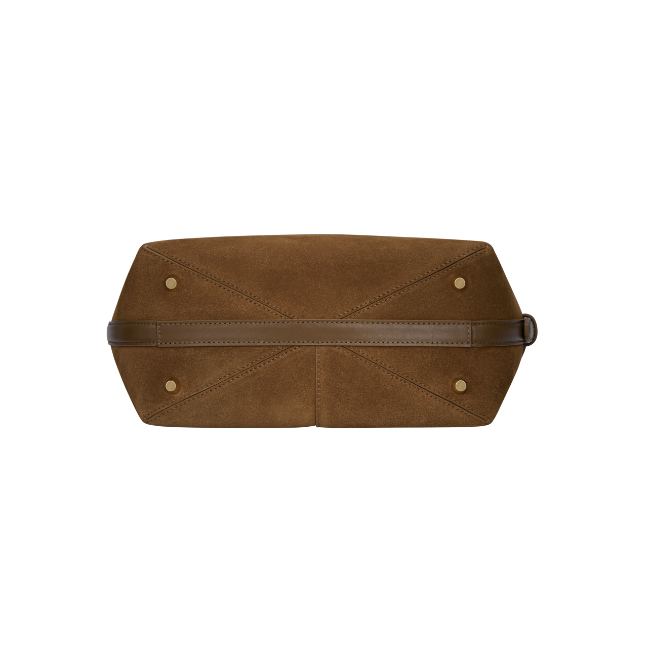 Toffee Suede Belted Tote Shoulder Bag bottom