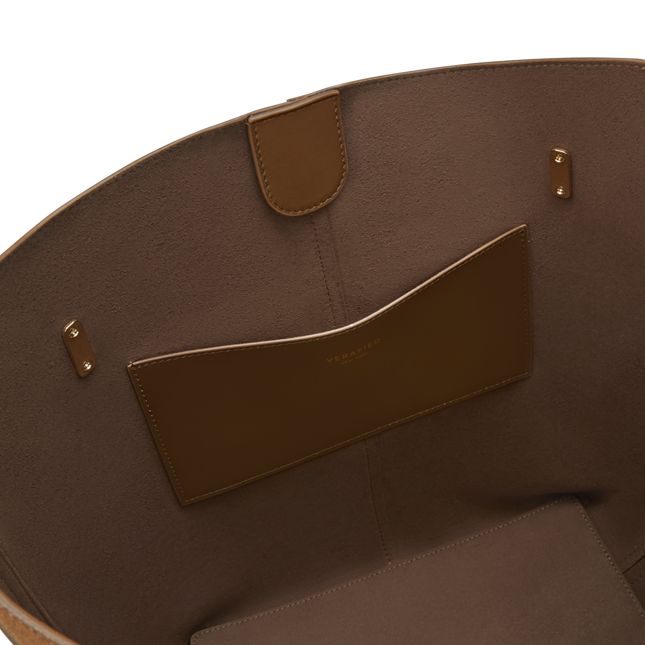 Toffee Suede Belted Tote Bag