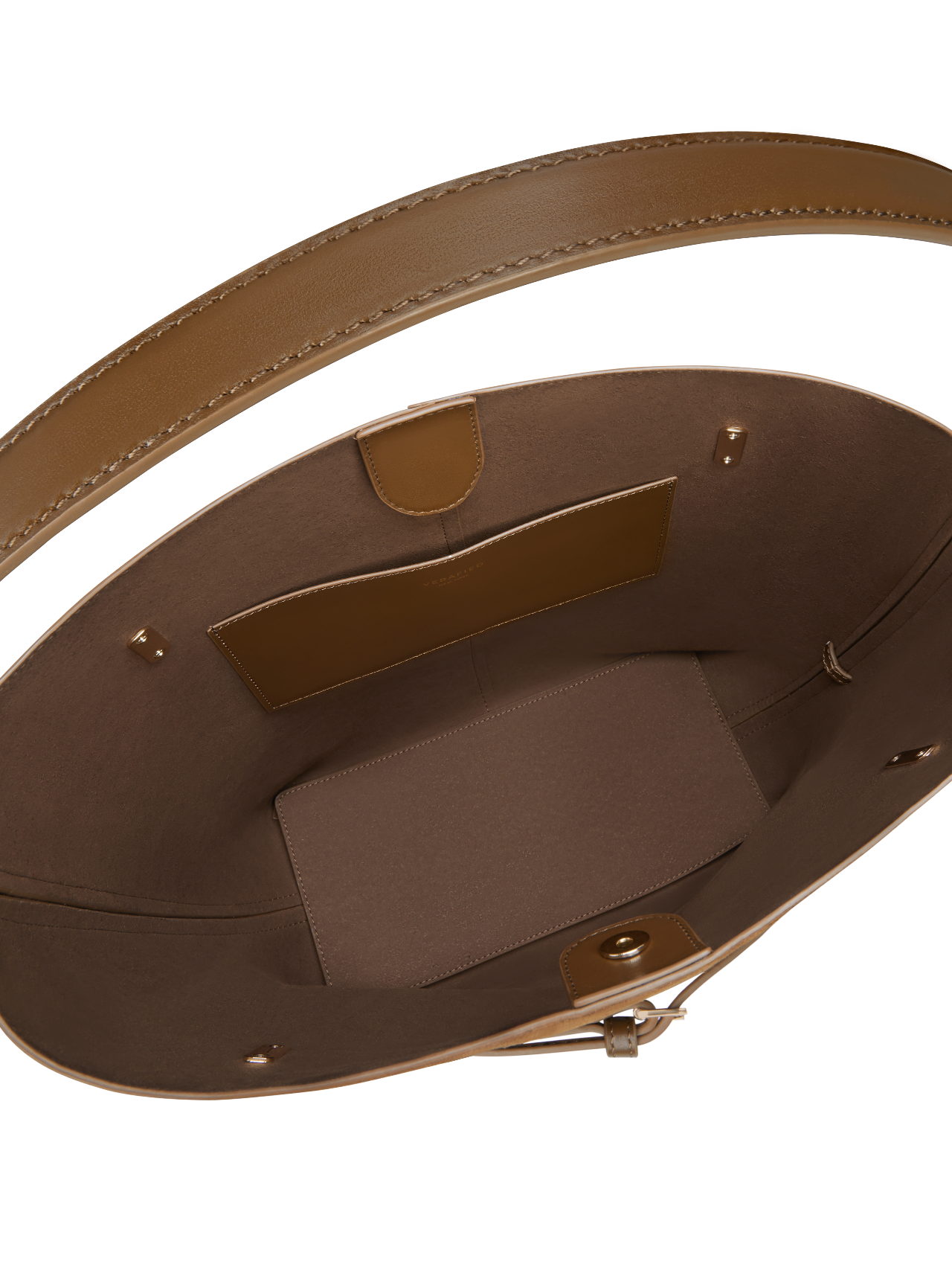 Toffee Suede Belted Tote Bag