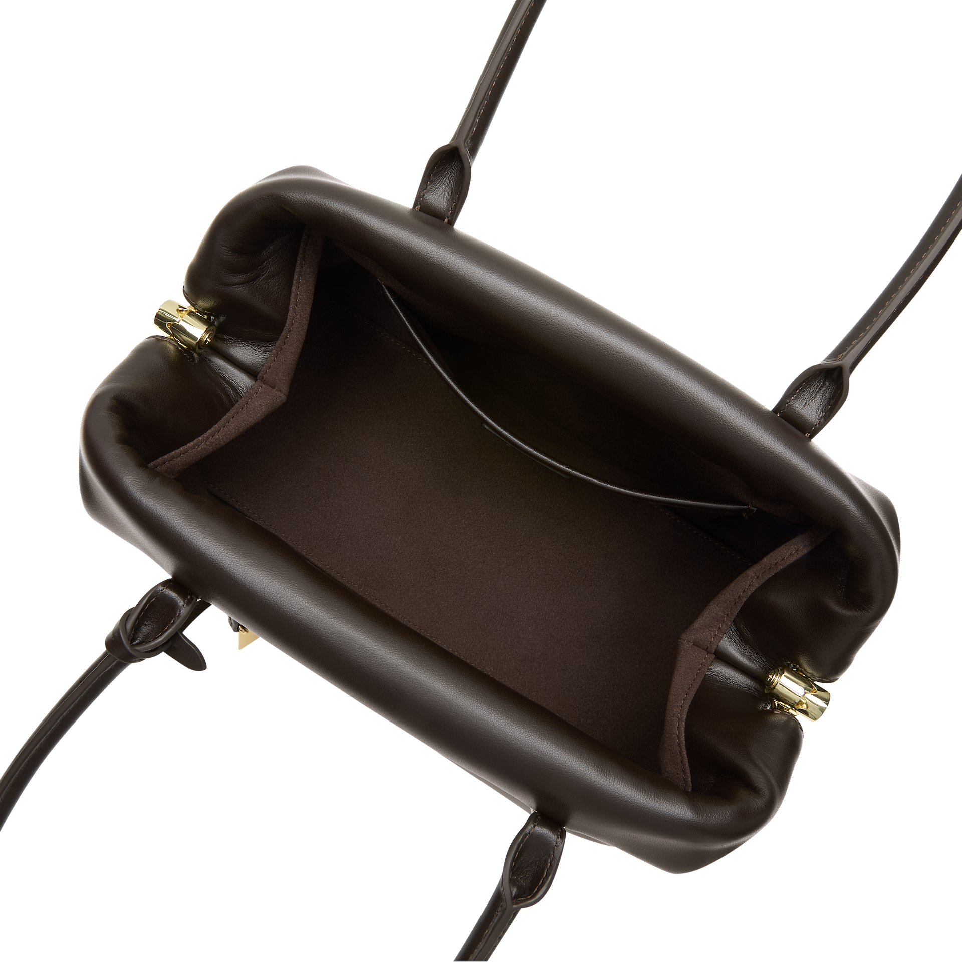 Chocolate Medium Club Shoulder Handbag inside