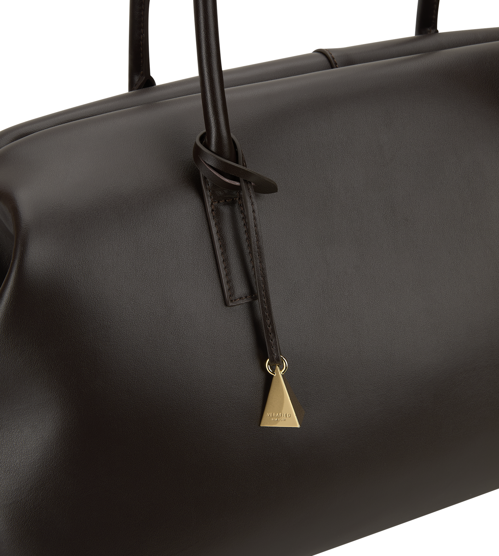 Chocolate Club Large Handbag with a gold tag on a white background