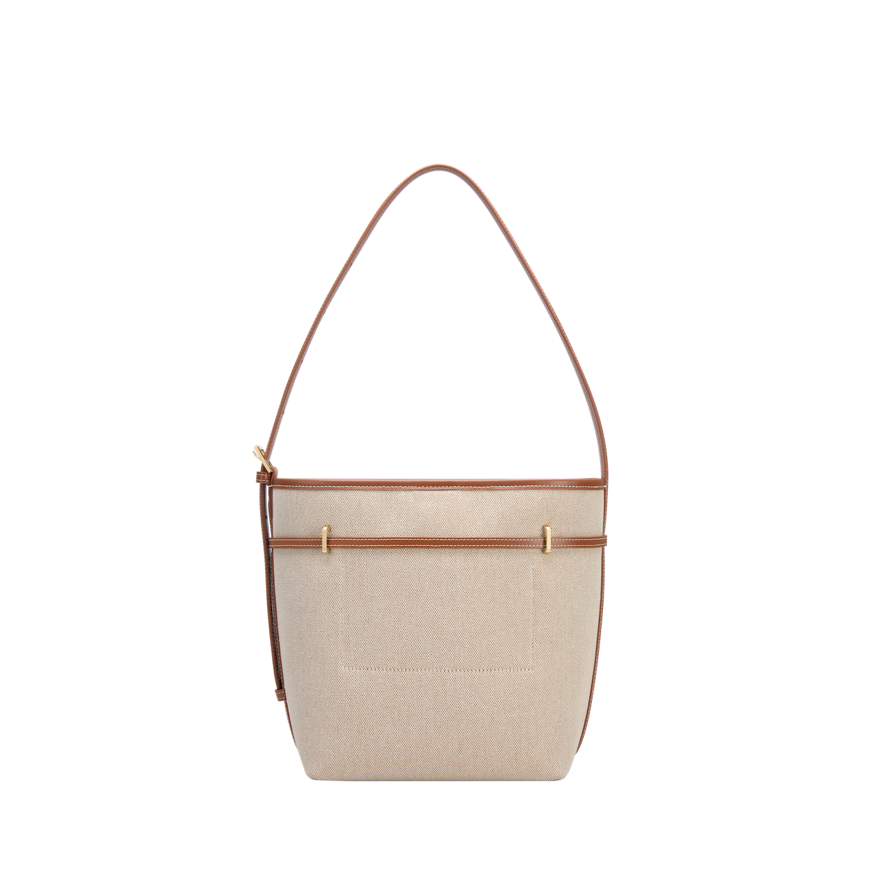 Small Caramel Canvas Belted Tote Bag