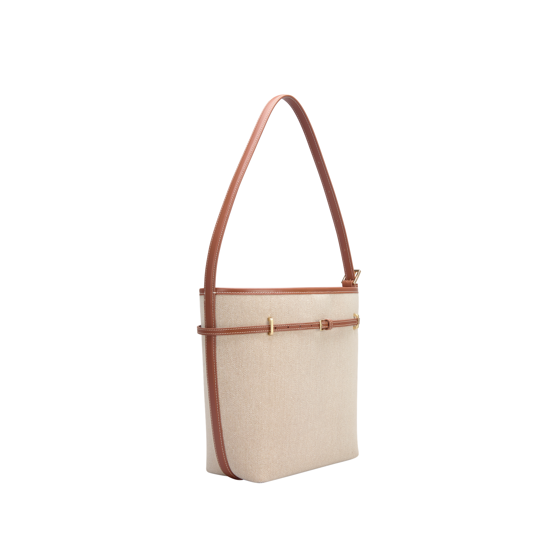 Small Caramel Canvas Belted Tote Bag
