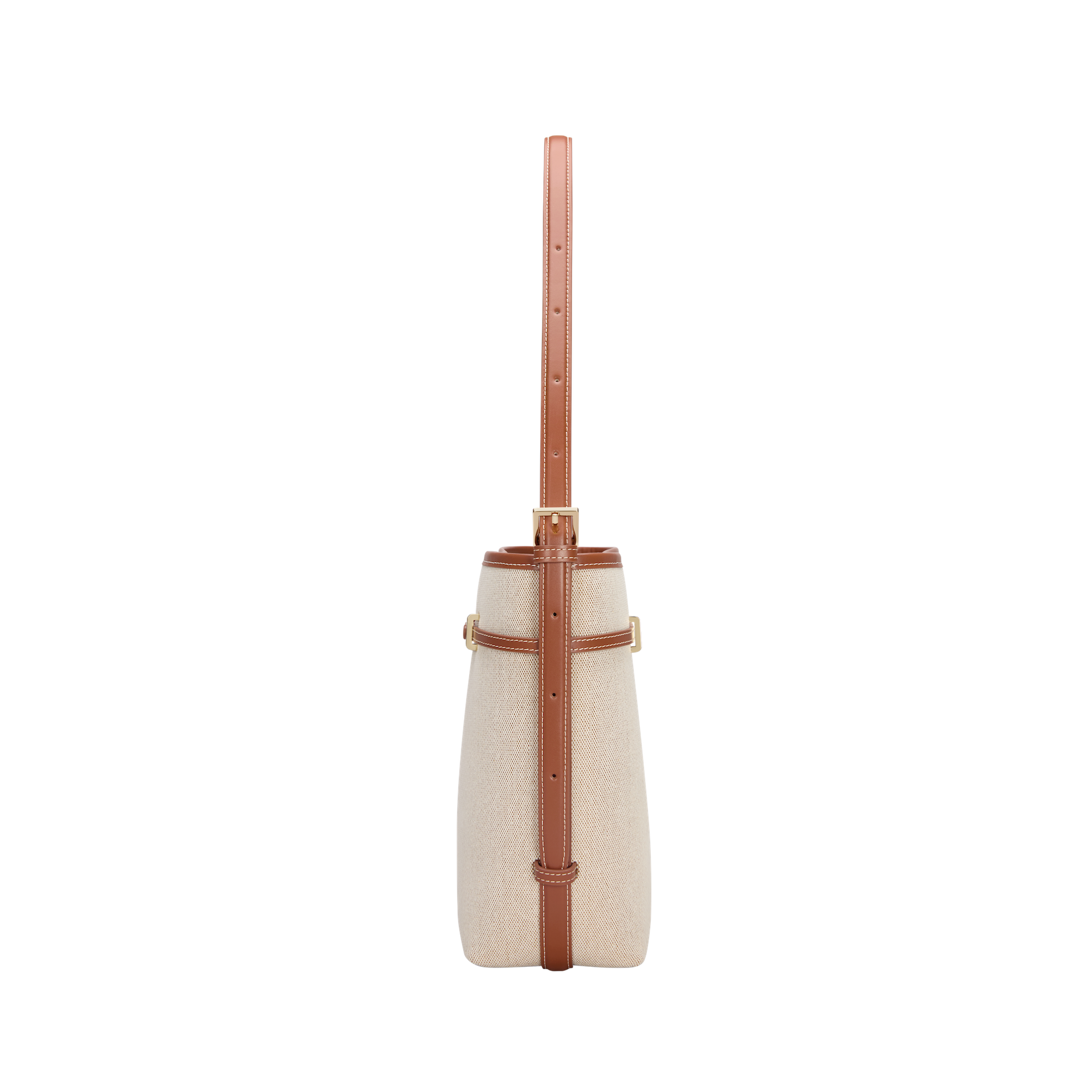 Small Caramel Canvas Belted Tote Bag