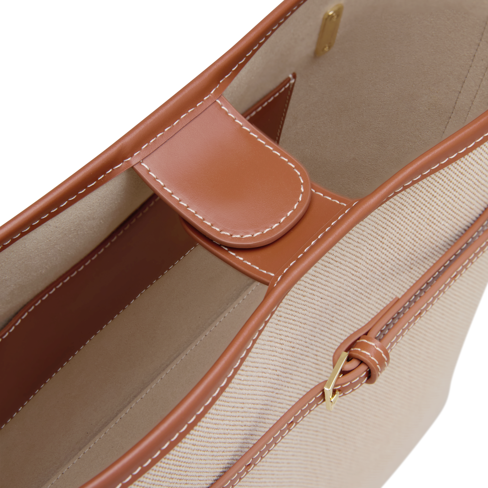 Small Caramel Canvas Belted Tote Bag