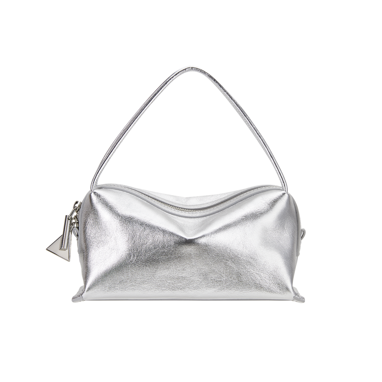 Carry Case Handbag シルバー ミニバッグ Silver Metallic Café Mini Crossbody Handbag - Verafied New York