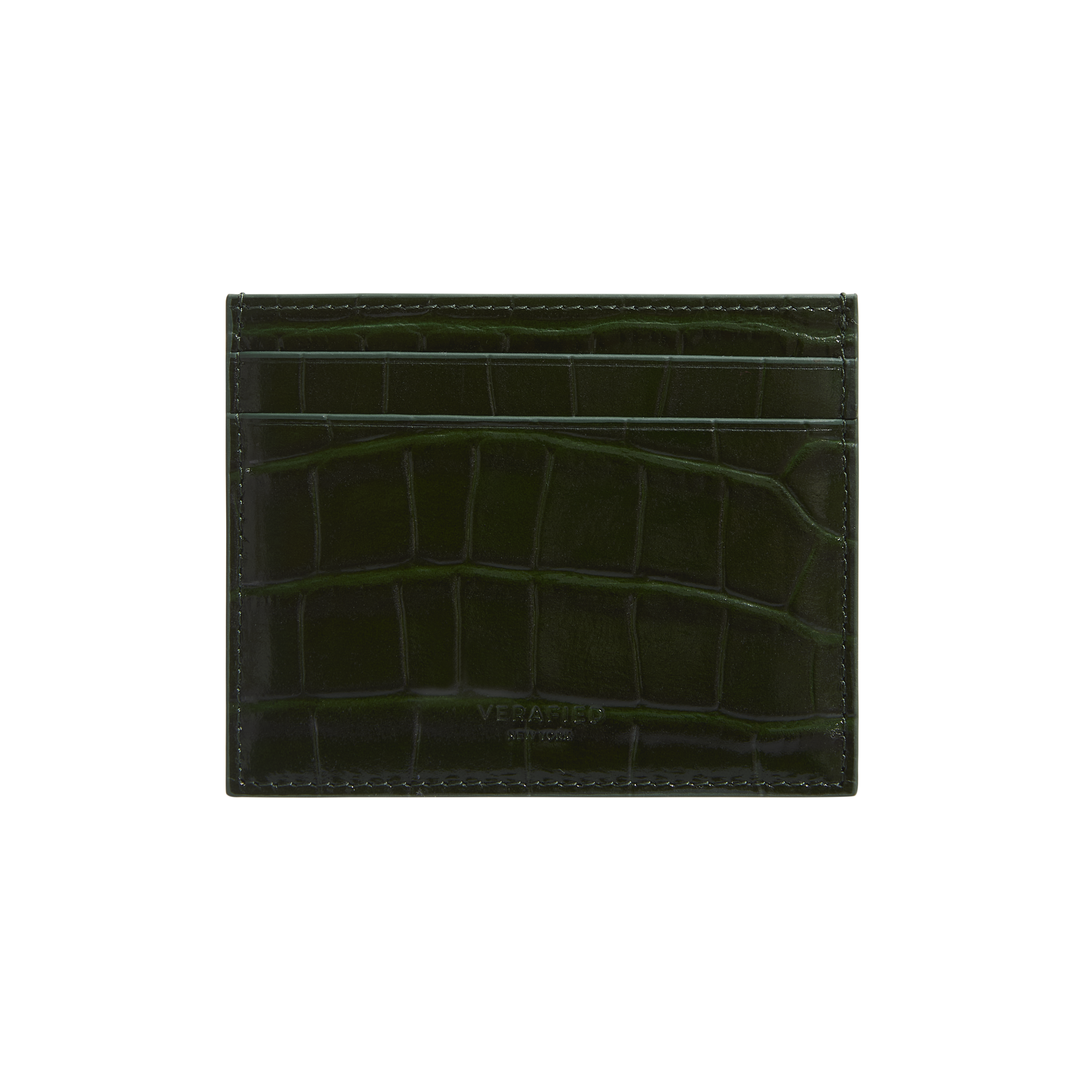 EMERALD サイン入手帳 Emerald Croc Embossed Cardholder - Verafied New York