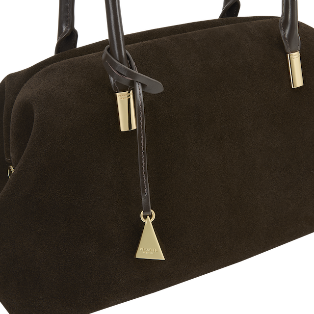 Medium Espresso Suede Club Bag (Pre-Order Only. Will Ship Mid March)