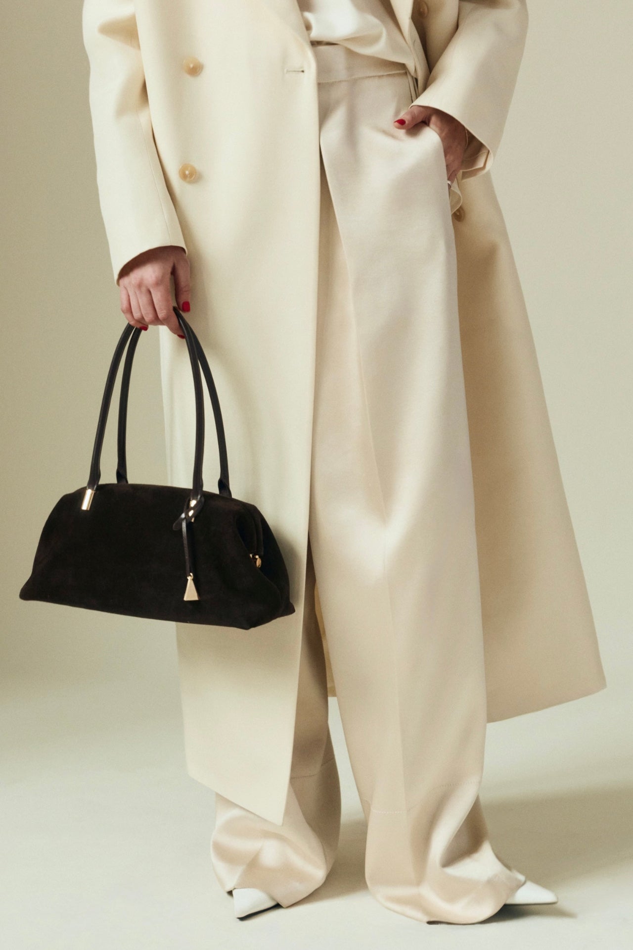 Medium Espresso Suede Club Bag (Pre-Order Only. Will Ship Mid March)