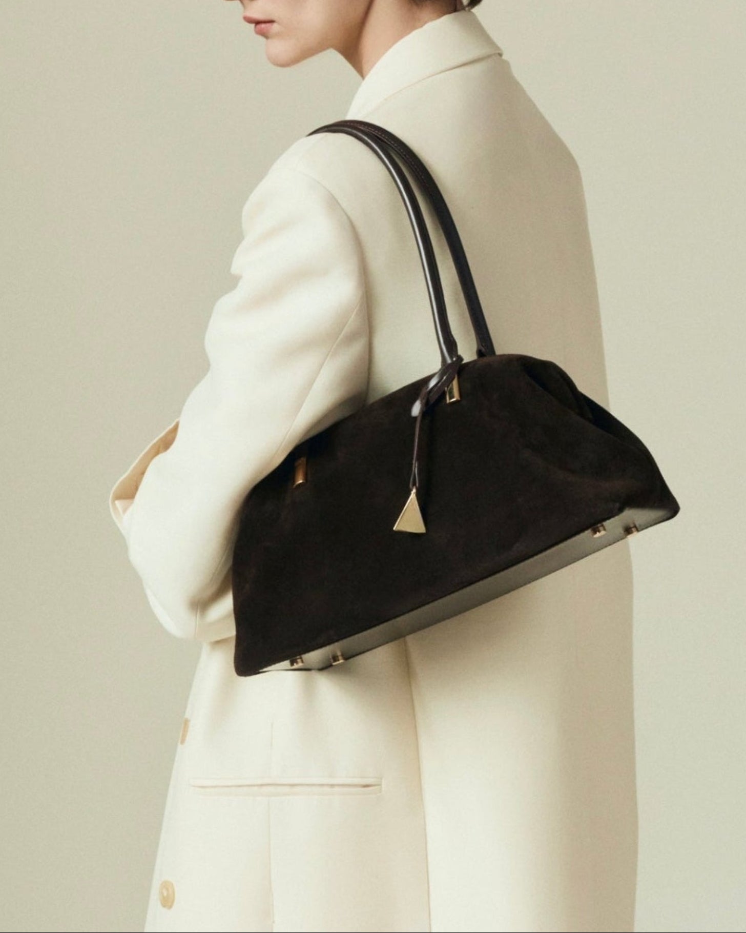 Medium Espresso Suede Club Bag (Pre-Order Only. Will Ship Mid March)