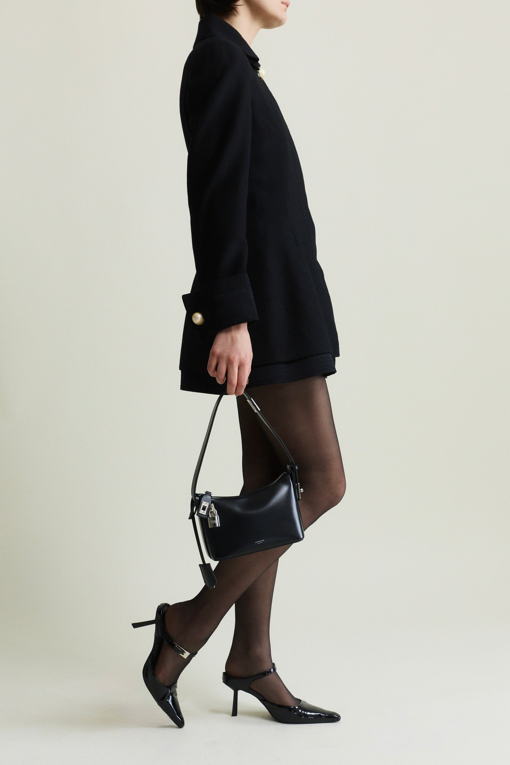 Mini Silver Black Hobo Bag