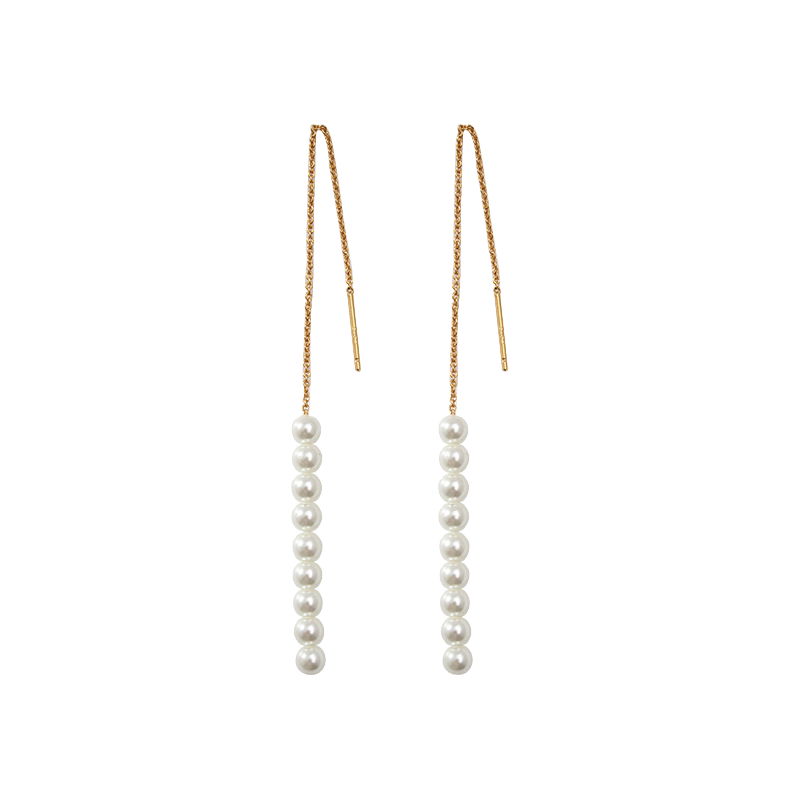 Pearl Drop Threader Earrings