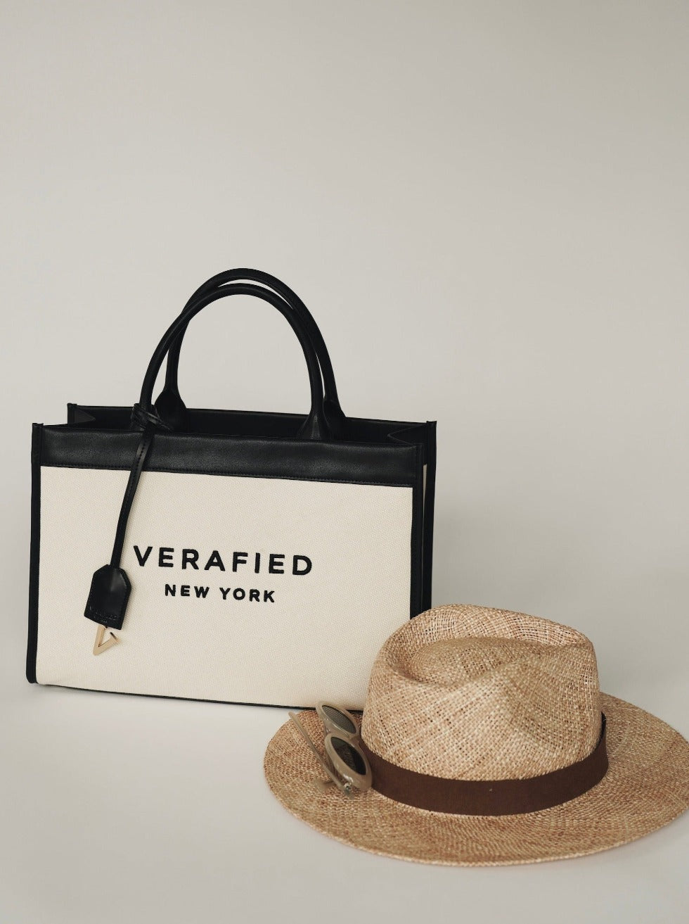 VERAFIED Leather-trimmed Canvas Tote