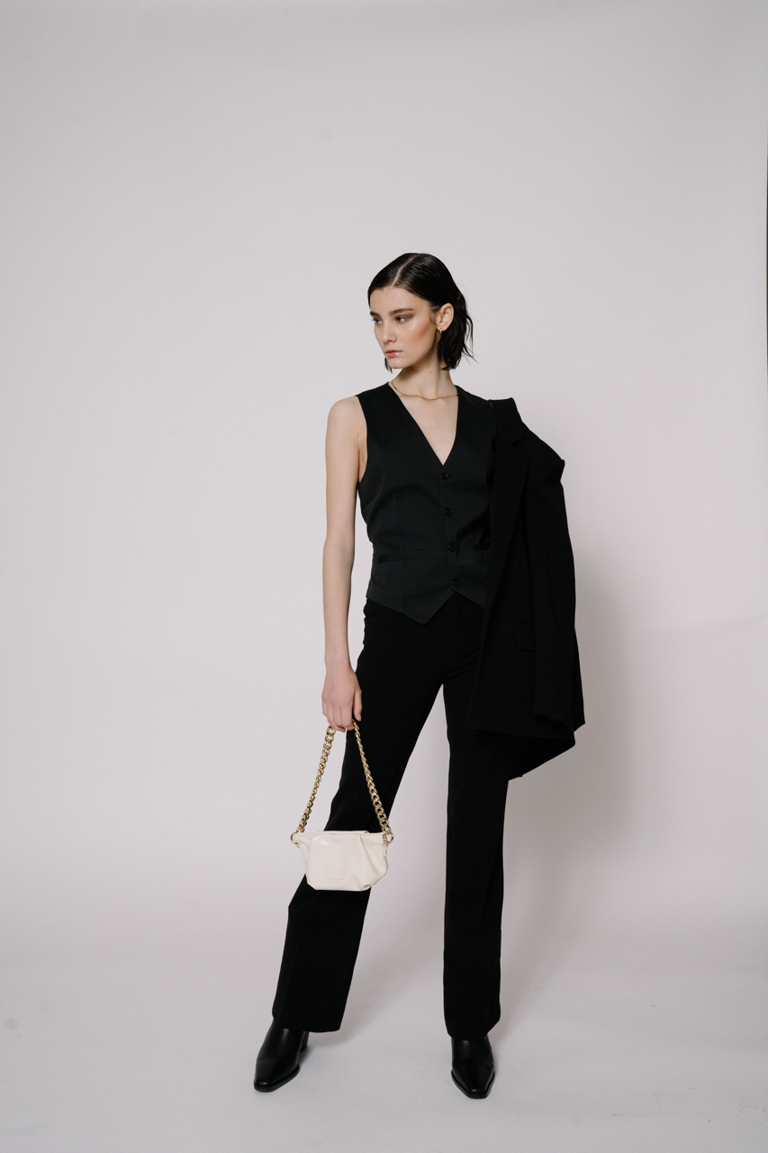Cream Croissant Shoulder Handbag
