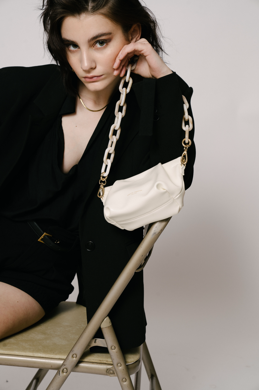 Cream Croissant Shoulder Handbag