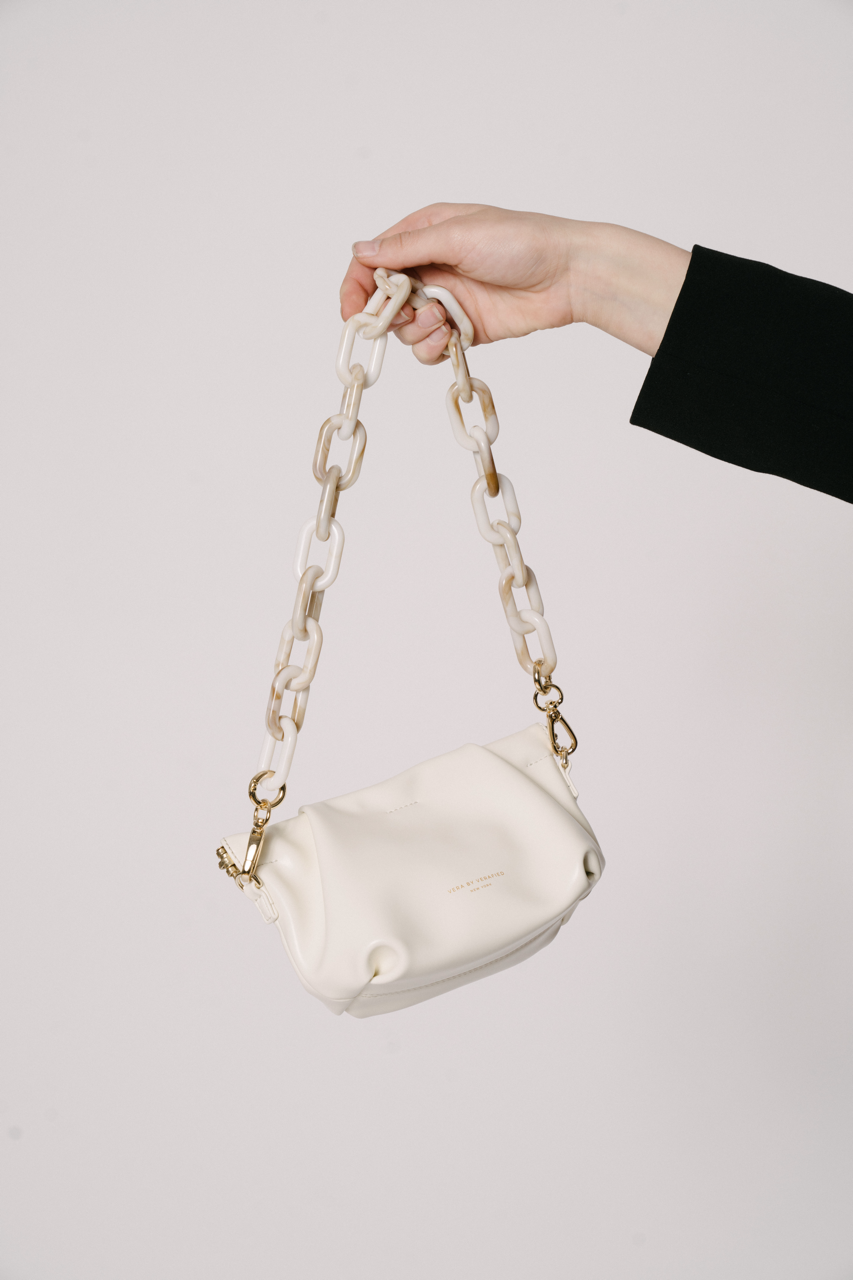 Cream Croissant Shoulder Handbag