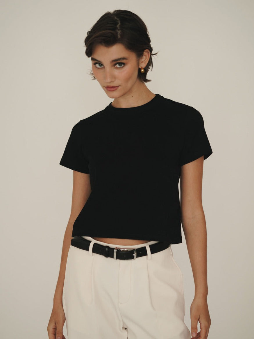 Black Cropped T-Shirt