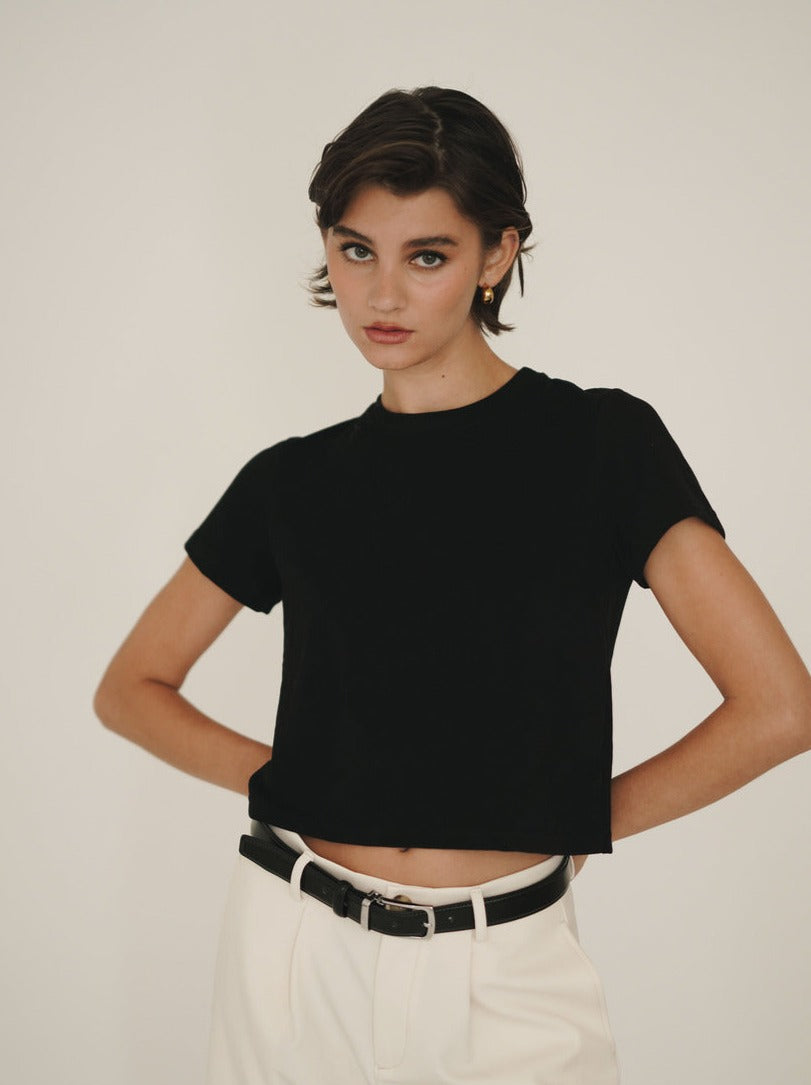 Black Cropped T-Shirt