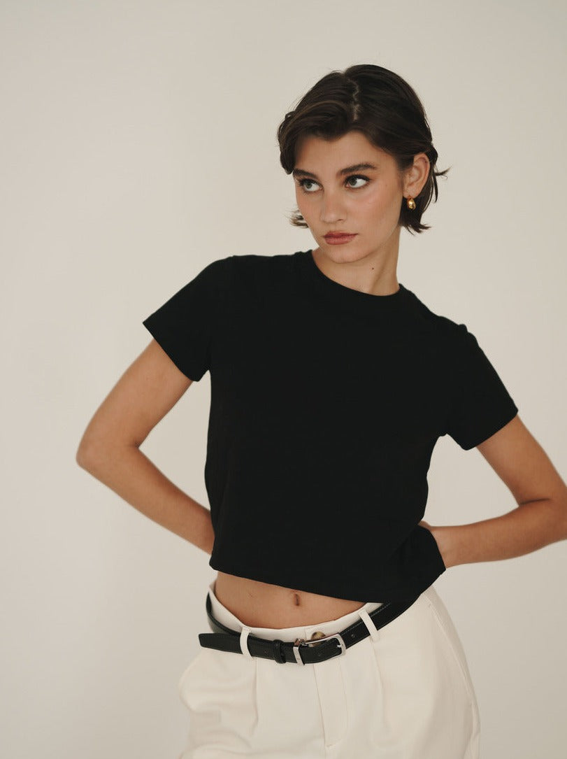 Black Cropped T-Shirt