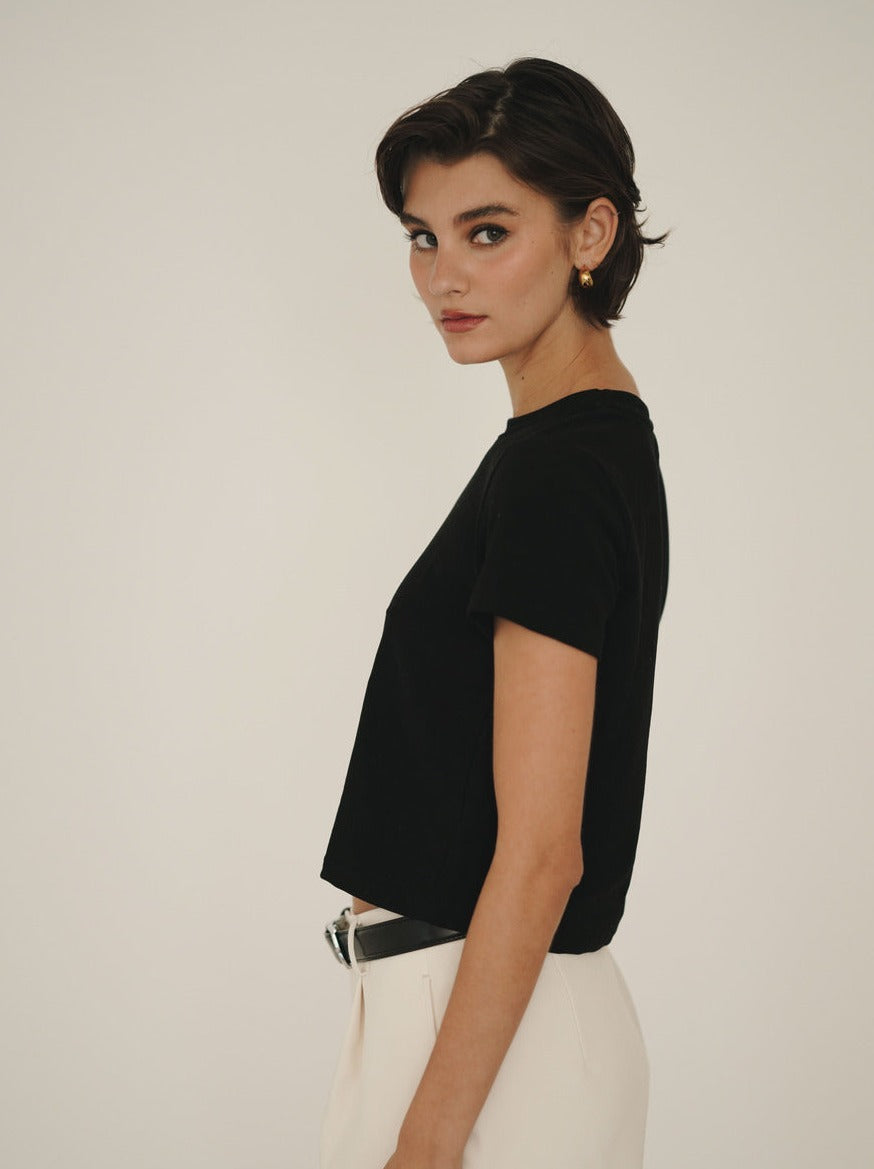 Black Cropped T-Shirt