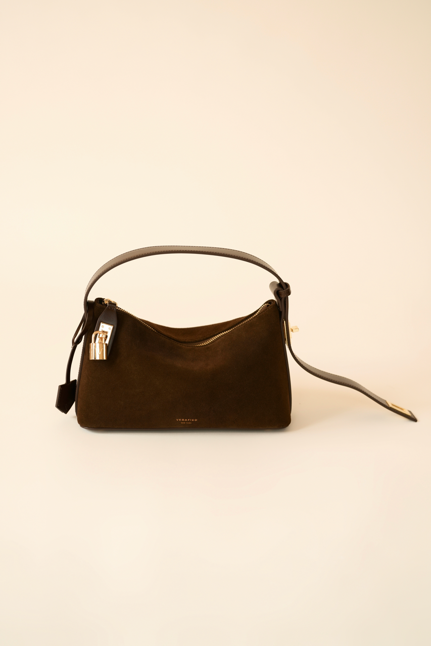 Gold Espresso Suede Hobo Bag (Pre-Order Only)