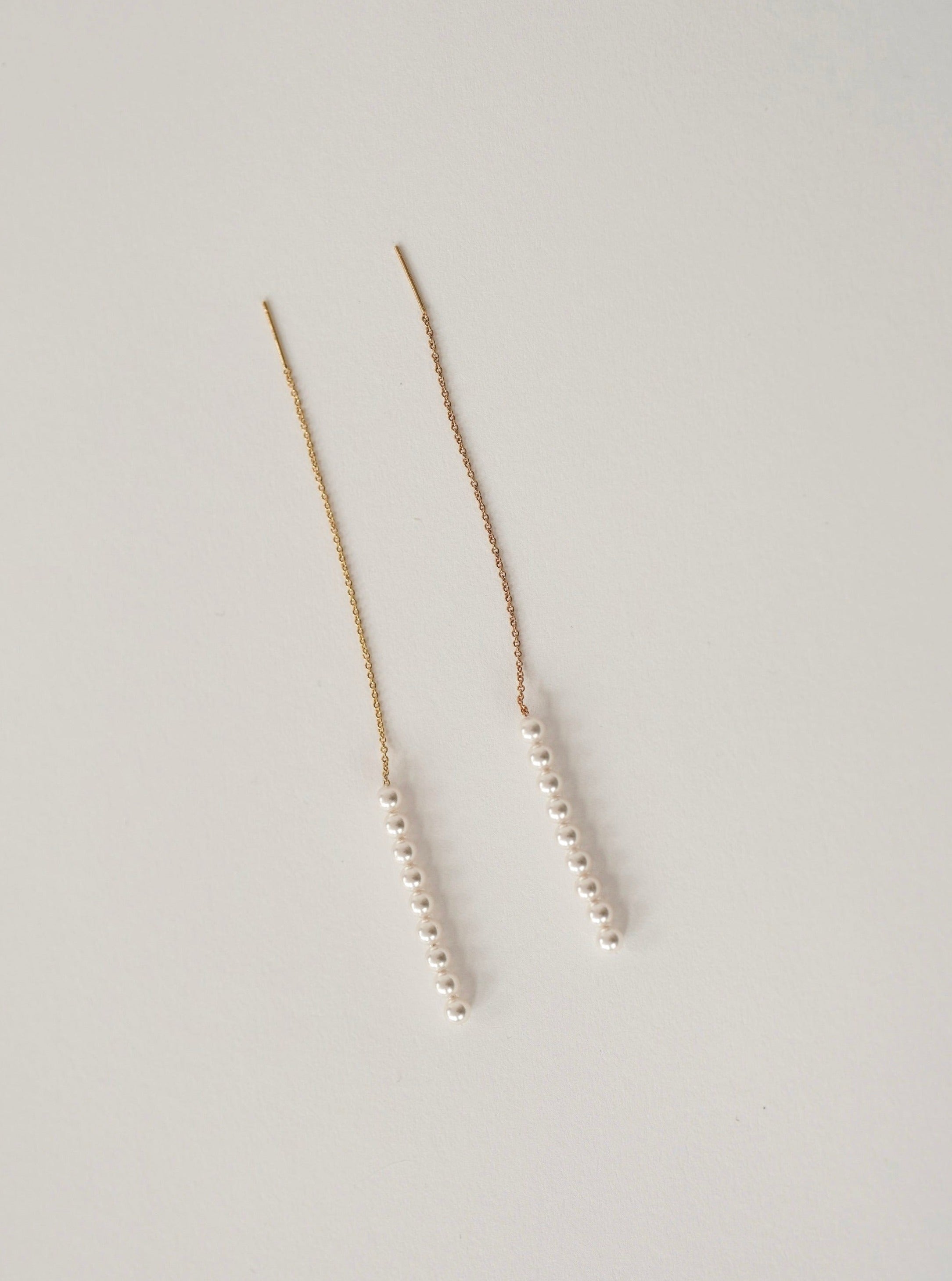 Pearl Drop Threader Earrings
