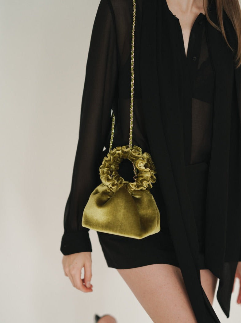Mini Emerald Velvet Cloud Bag (Final Sale)
