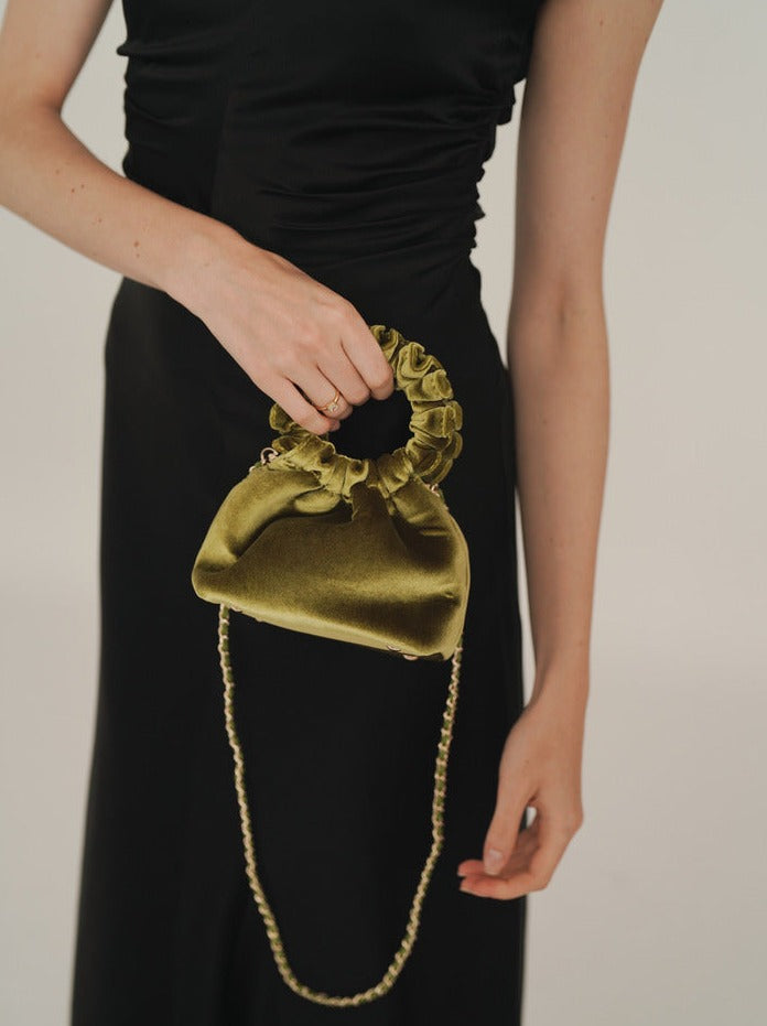 Emerald Velvet Mini Cloud Bag
