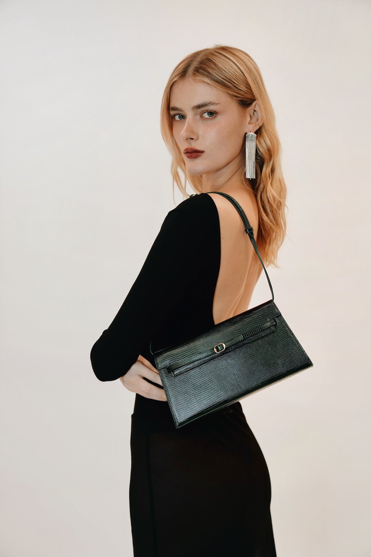 Emerald Lizard Shoulder Bag