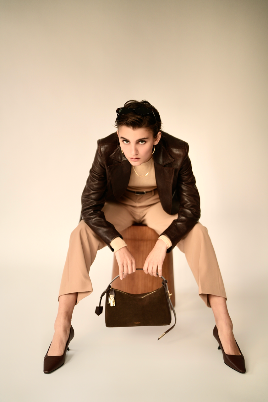 Gold Espresso Suede Hobo Bag (Pre-Order Only)