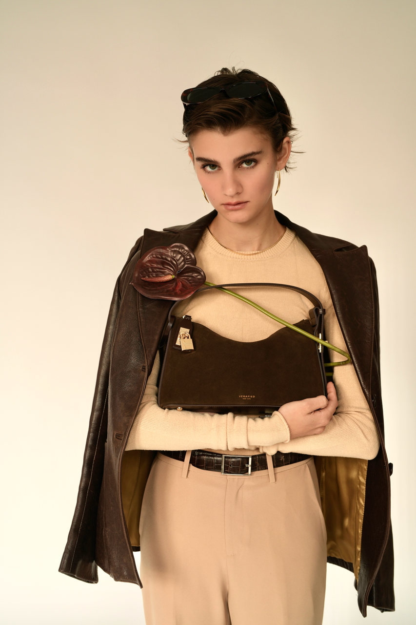 Gold Espresso Suede Hobo Bag (Pre-Order Only)