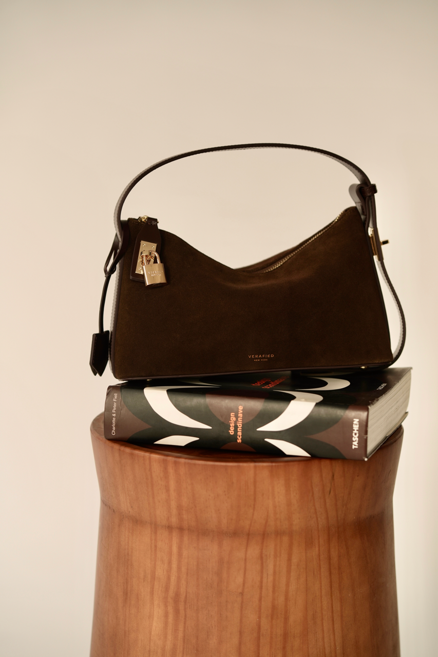 Gold Espresso Suede Hobo Bag (Pre-Order Only)
