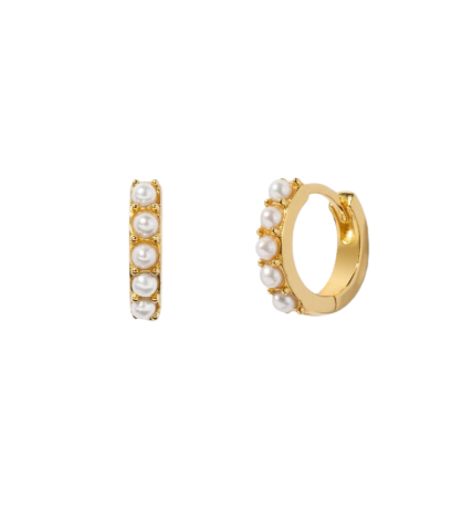 Beaded Pearl Hoops