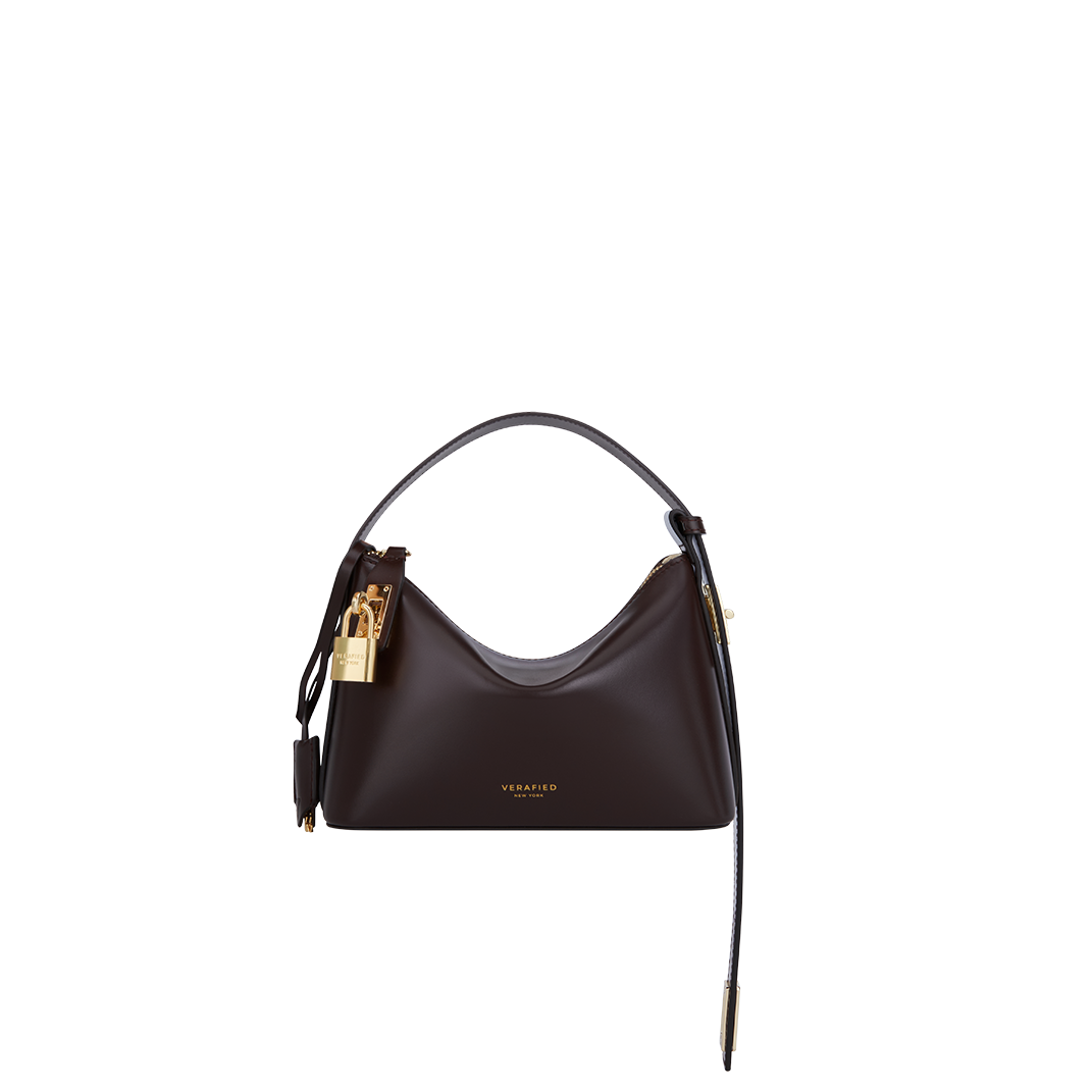 Mini Gold Chocolate Hobo Shoulder Handbag - Verafied New York